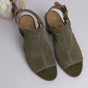 Franco Sarto sling back ankle open toe boots